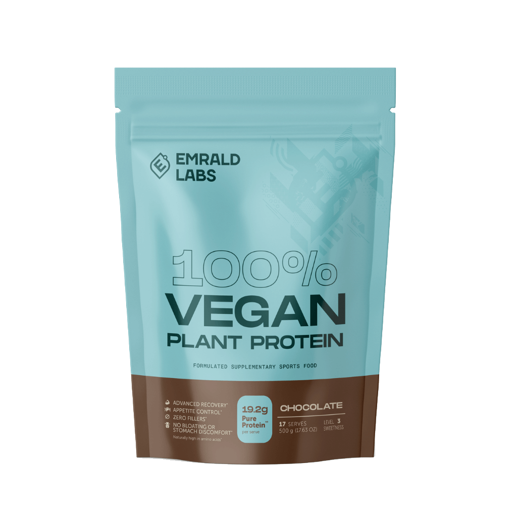 100% Vegan Protein & Emrald-100%-Veg-500g-Choc